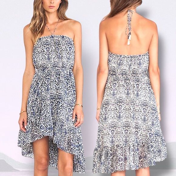 Free People Safari strapless/halter Sundress Bohemian Beach Lightweight dress - Picture 1 of 15